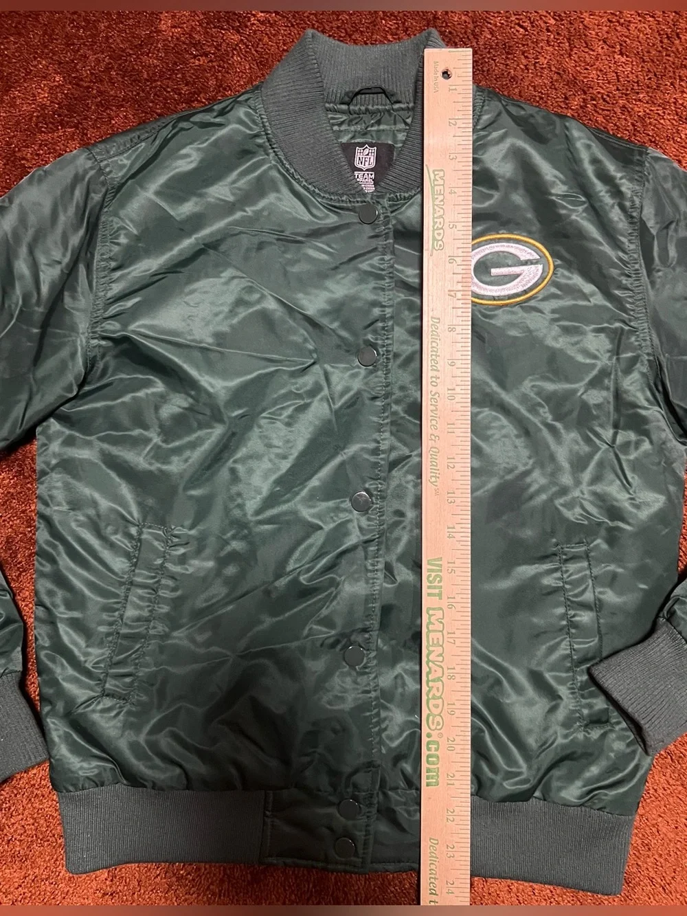 NFL Green Satin Kids Puffer Jacket with Team Emblems